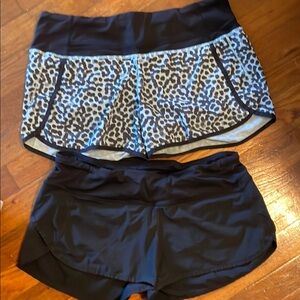 Leopard Print and Black Athletic Shorts